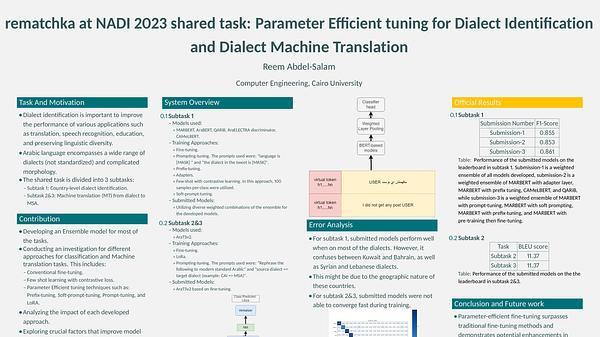 rematchka at NADI 2023 shared task: Parameter Efficient tuning for Dialect Identification and Dialect Machine Translation