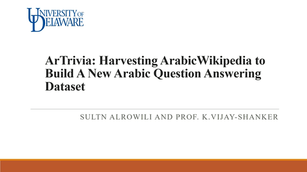 ArTrivia: Harvesting Arabic Wikipedia to Build A New Arabic Question Answering Dataset | VIDEO