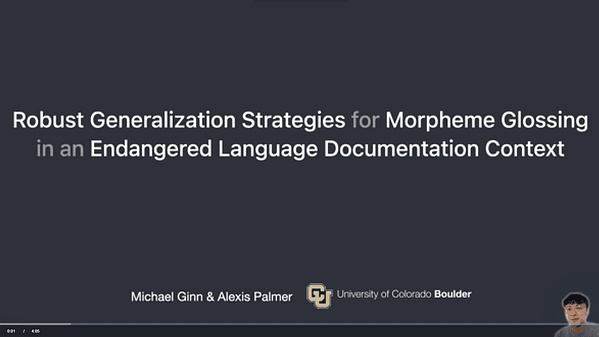 Robust Generalization Strategies for Morpheme Glossing in an Endangered Language Documentation Context | VIDEO