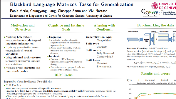 Blackbird Language Matrices Tasks for Generalization