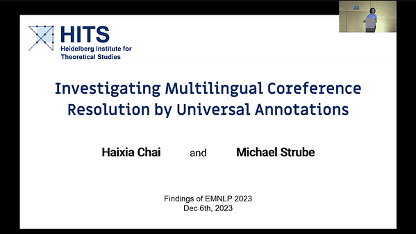 Investigating Multilingual Coreference Resolution by Universal Annotations | VIDEO