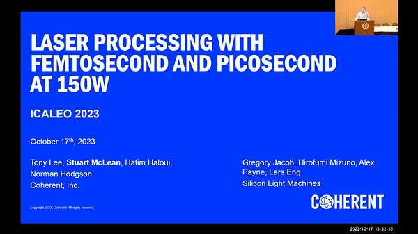 Laser Processing with femtosecond and picosecond at 150W