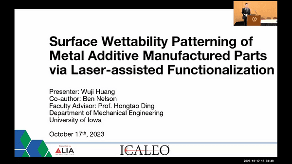 Surface Wettability Patterning of Metal Additive Manufactured Parts via Laser-assisted Functionalization