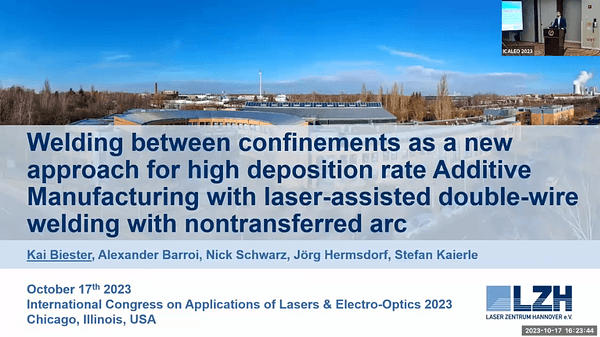 Welding Between Confinements as a New approach for high deposition rate Additive Manufacturing with laser-assised double-wire welding with nontransferred arc