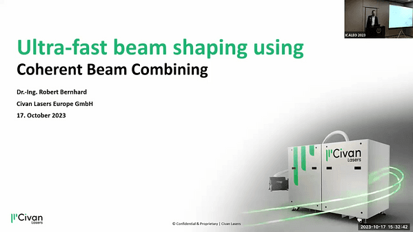 Ultra-fast Beam Shaping Using Coherent Beam Combining