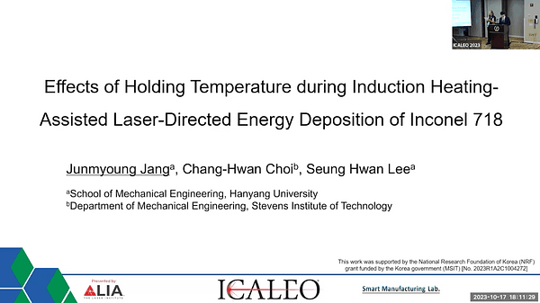 Effects of Holding Temperature during Induction Heating-Assisted Laser-Directed Energy Deposition of Inconel 718