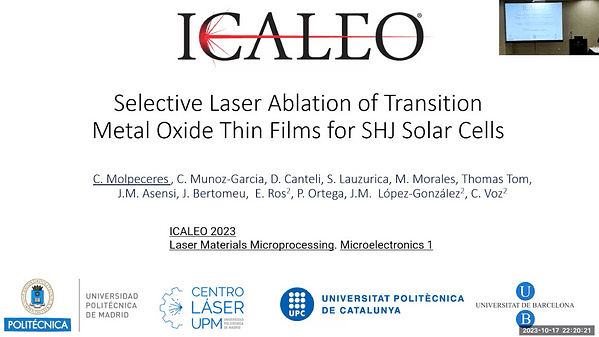 Selective Laser Ablation of Transition Metal Oxide Thin Films for SHJ Solar Cells