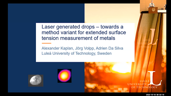 Laser Generated Drops – Towards a Method Variant for Extended Surface Tension Measurement of Metals