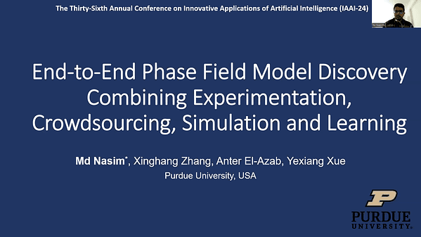 End-to-End Phase Field Model Discovery Combining Experimentation, Crowdsourcing, Simulation and Learning