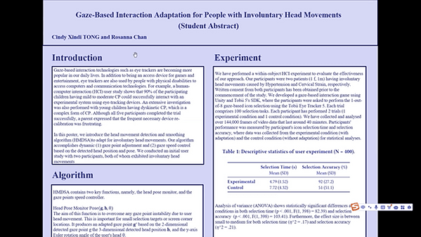 Gaze-Based Interaction Adaptation for People with Involuntary Head Movements (Student Abstract)