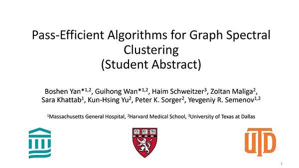 Pass-Efficient Algorithms for Graph Spectral Clustering (Student Abstract)