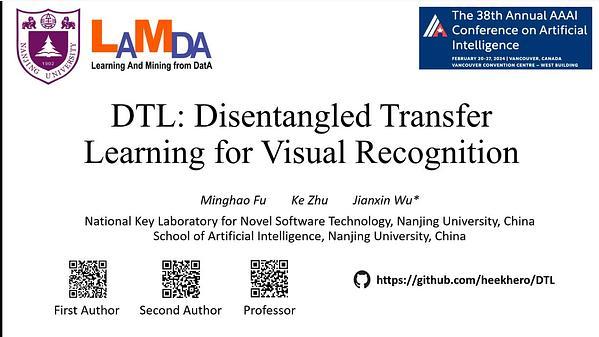 DTL: Disentangled Transfer Learning for Visual Recognition