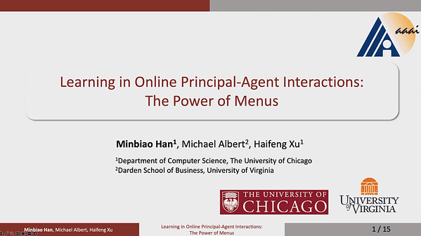 Learning in Online Principle-Agent Interactions: The Power of Menus