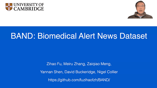 BAND: Biomedical Alert News Dataset | VIDEO