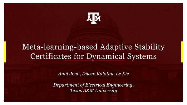 Meta-Learning-Based Adaptive Stability Certificates for Dynamical Systems