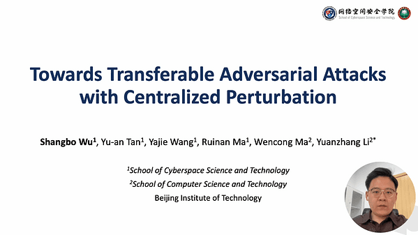 Towards Transferable Adversarial Attacks with Centralized Perturbation | VIDEO