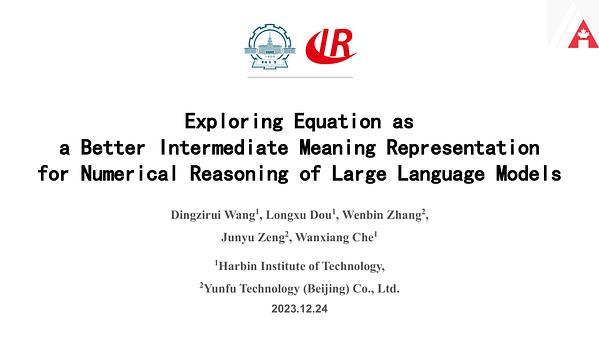 Exploring Equation as a Better Intermediate Meaning Representation for Numerical Reasoning of Large Language Models