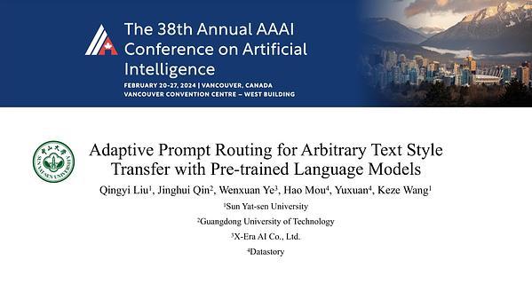 Adaptive Prompt Routing for Arbitrary Text Style Transfer with Pre-trained Language Models