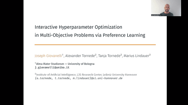 Interactive Hyperparameter Optimization in Multi-Objective Problems via Preference Learning