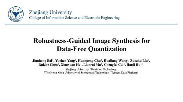 Robustness-Guided Image Synthesis for Data-Free Quantization