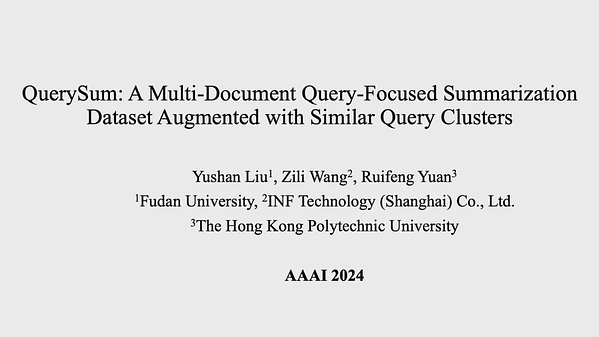 QuerySum: A Multi-Document Query-Focused Summarization Dataset Augmented with Similar Query Clusters