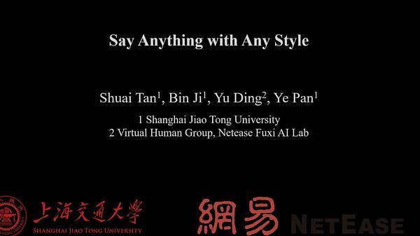 Say Anything with Any Style | VIDEO