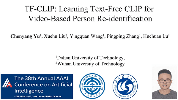 TF-CLIP: Learning Text-Free CLIP for Video-Based Person Re-identification