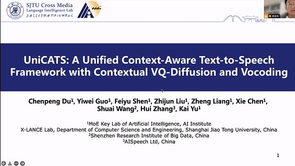 UniCATS: A Unified Context-Aware Text-to-Speech Framework with Contextual VQ-Diffusion and Vocoding | VIDEO