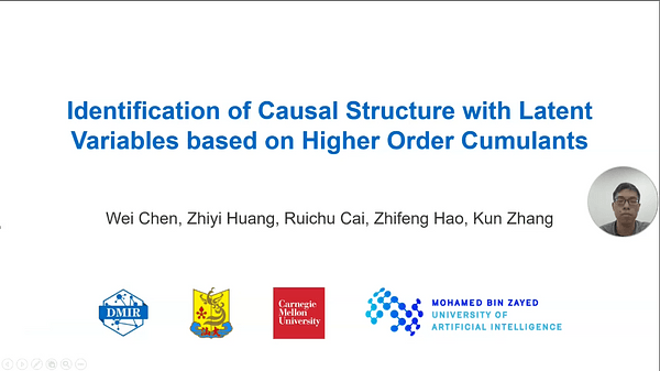 Identification of Causal Structure with Latent Variables Based on Higher Order Cumulants | VIDEO