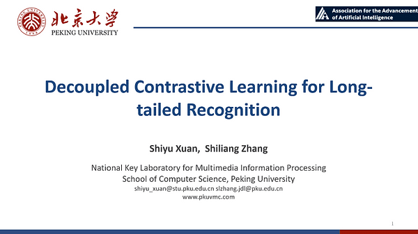 Decoupled Contrastive Learning for Long-Tailed Recognition | VIDEO