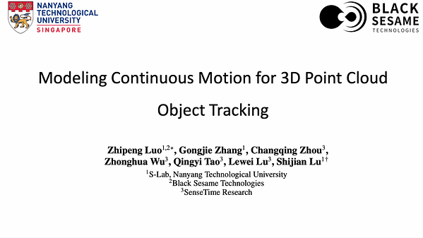 Modeling Continuous Motion for 3D Point Cloud Object Tracking