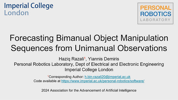 Forecasting Bimanual Object Manipulation Sequences from Unimanual Observations