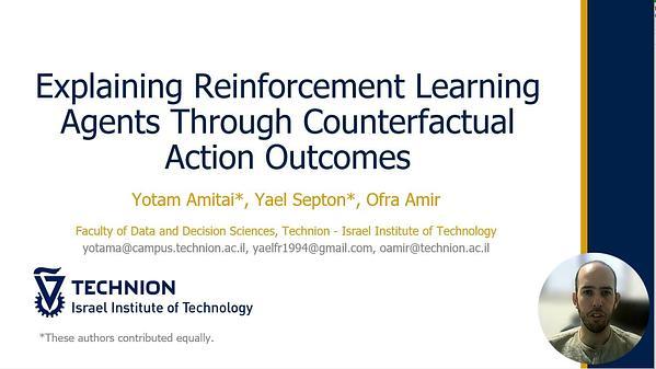 Explaining Reinforcement Learning Agents through Counterfactual Action Outcomes | VIDEO