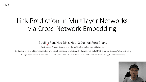 Link Prediction in Multilayer Networks via Cross-Network Embedding | VIDEO