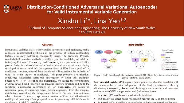 Distribution-Conditioned Adversarial Variational Autoencoder for Valid Instrumental Variable Generation