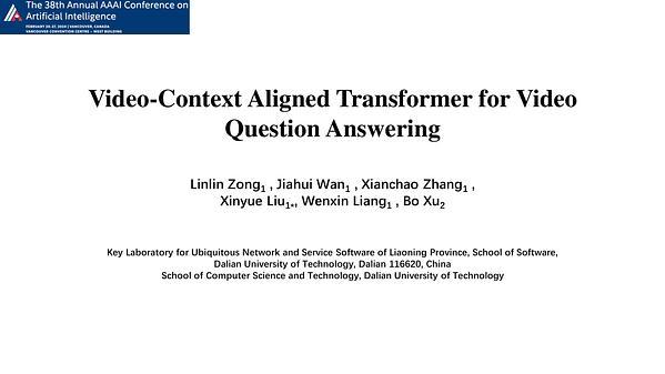 Video-Language Aligned Transformer for Video Question Answering