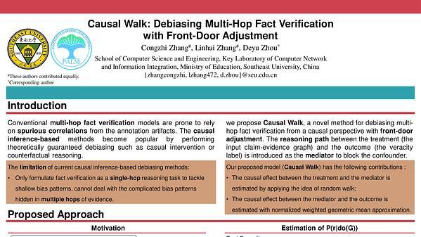 Causal Walk: Debiasing Multi-Hop Fact Verification with Front-Door Adjustment