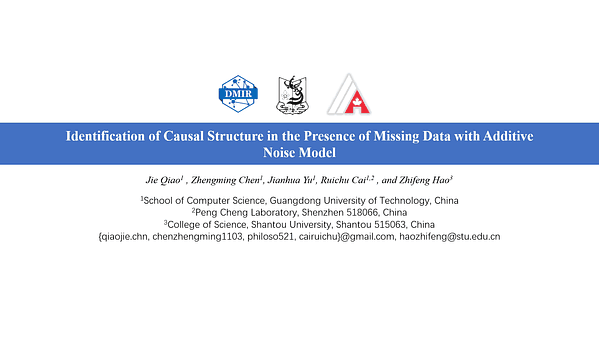 Identification of Causal Structure in the Presence of Missing Data with Additive Noise Model