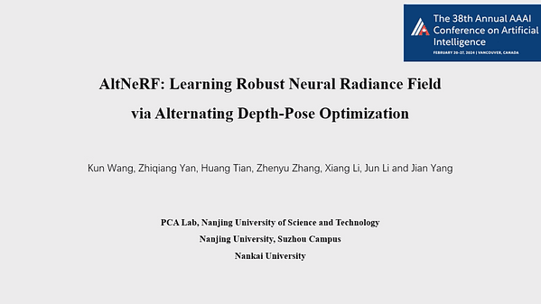 AltNeRF: Learning Robust Neural Radiance Field via Alternating Depth-Pose Optimization | VIDEO