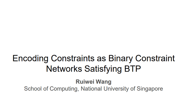 Encoding Constraints as Binary Constraint Networks Satisfying BTP