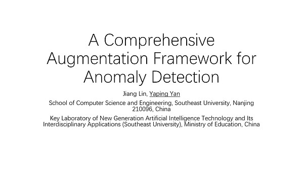 A Comprehensive Augmentation Framework for Anomaly Detection | VIDEO