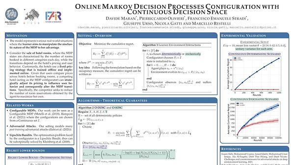 Online Markov Decision Processes Configuration with Continuous Decision Space