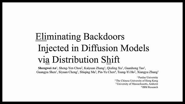 Elijah: Eliminating Backdoors Injected in Diffusion Models via Distribution Shift | VIDEO