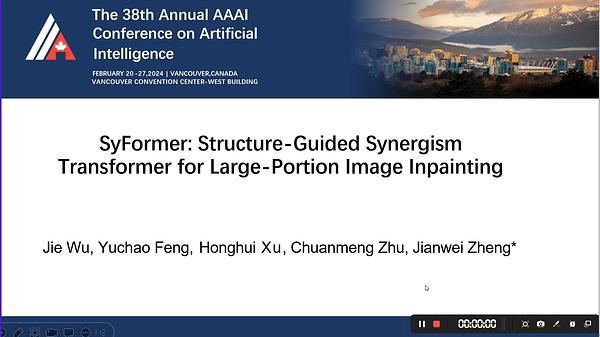 SyFormer: Structure-Guided Synergism Transformer for Large-Portion Image Inpainting | VIDEO