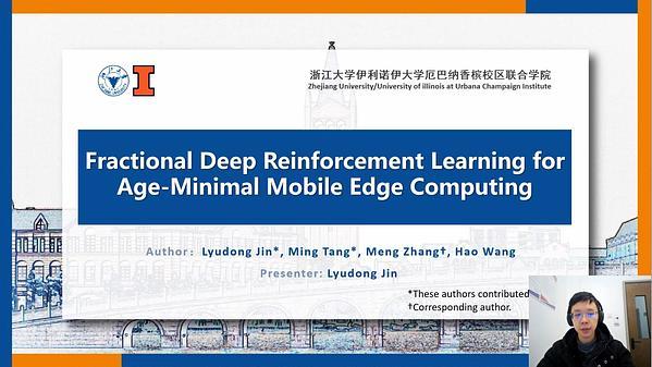 Fractional Deep Reinforcement Learning for Age-Minimal Mobile Edge Computing | VIDEO