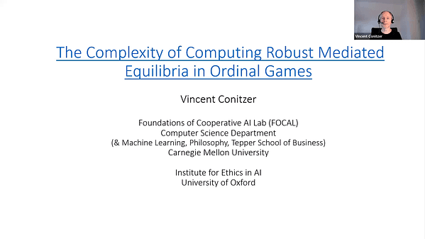 The Complexity of Computing Robust Mediated Equilibria in Ordinal Games | VIDEO