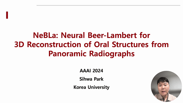 NeBLa: Neural Beer-Lambert for 3D Reconstruction of Oral Structures from Panoramic Radiographs