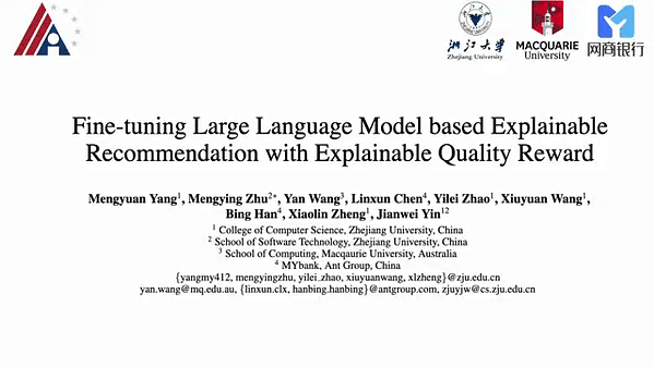 Fine-Tuning Large Language Model Based Explainable Recommendation with Explainable Quality Reward | VIDEO