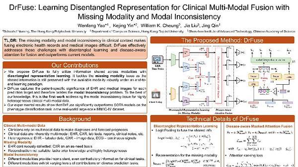 DrFuse: Learning Disentangled Representation for Clinical Multi-Modal Fusion with Missing Modality and Modal Inconsistency