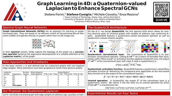 Graph Learning in 4D: A Quaternion-Valued Laplacian to Enhance Spectral GCNs